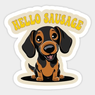 Hello Sausage, cute Dachshund dog graphic Sticker